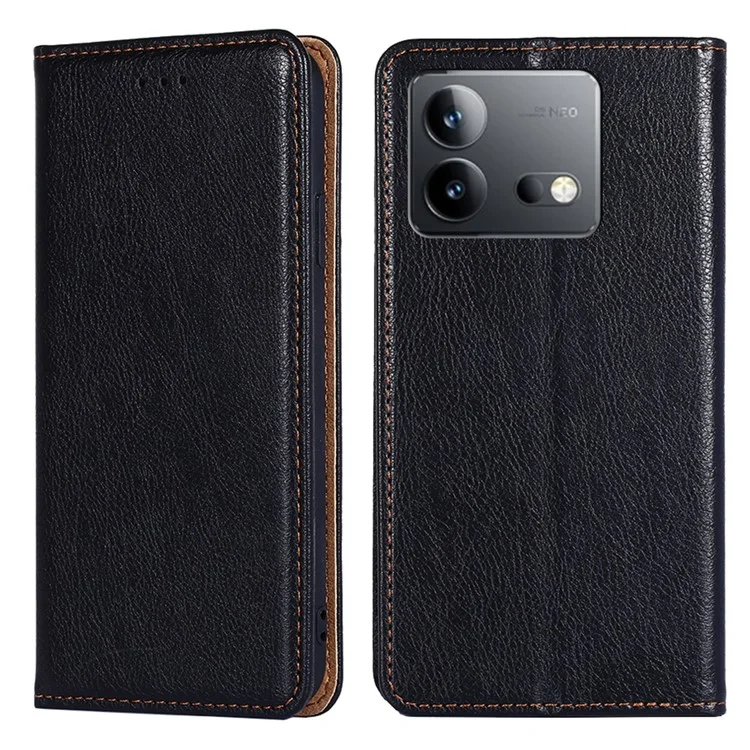 Für vivo iQOO Neo8 5G / Neo8 Pro 5G Stand Wallet Cover Magnetic Phone Case PU Leather + TPU Phone Shell - Schwarz