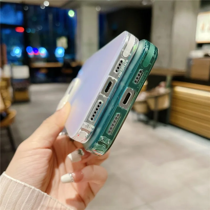 For iPhone 15 Pro Shockproof Case Anti-Drop Gradient Color Acrylic TPU Phone Cover - Red