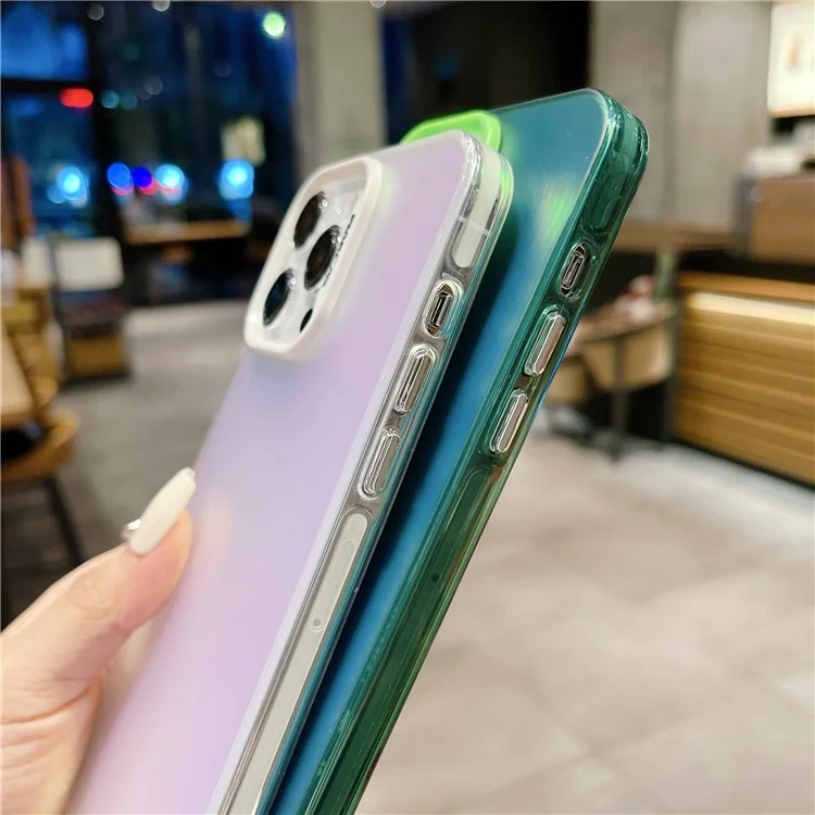 Capa Acrylic TPU à prova de choques para iPhone 15 Pro Max Capa de telefone anti-queda com cor gradiente - Vermelho