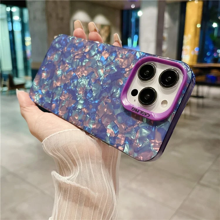Shockproof Case for iPhone 13 Pro 6.1 inch Shell Texture Acrylic PC Cover Anti-Fall Slim Phone Protector - Purple