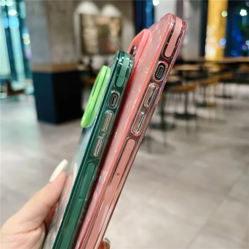 Telefoonhoesje voor iPhone 15 Pro met Shellstructuur, krasbestendige telefoonbescherming, beschermhoes van acryl en PC - Roze