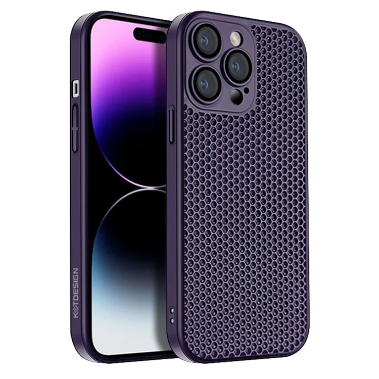 KSTDESIGN Icenets Series Phone Cover for iPhone 15 Pro Max , Heat Dissipation Hard PC Case with Lens Film - Purple