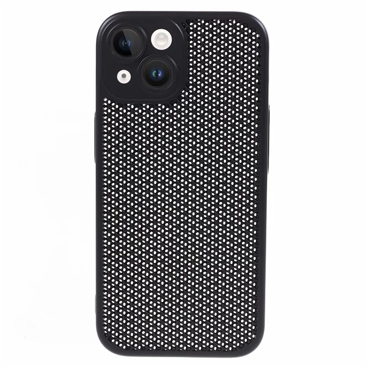 KSTDESIGN Icenets Series For iPhone 15 Plus Heat Dissipation Back Cover with Lens Film Hard PC Phone Case - Black