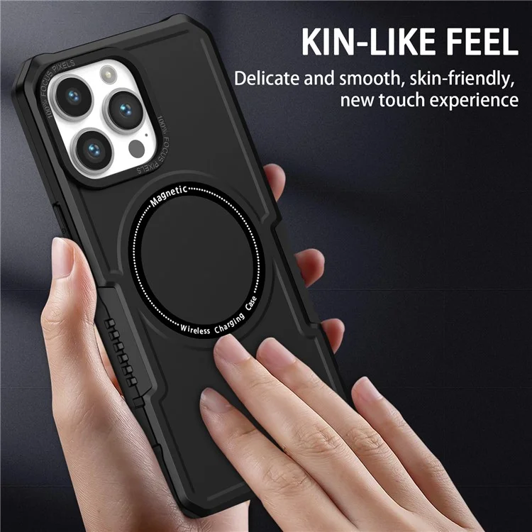 Magnetic Case for iPhone 15 Pro Compatible with Magsafe PC+TPU Hybrid Phone Cover - Black