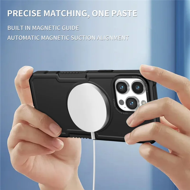 Magnetic Case for iPhone 15 Pro Compatible with Magsafe PC+TPU Hybrid Phone Cover - Black