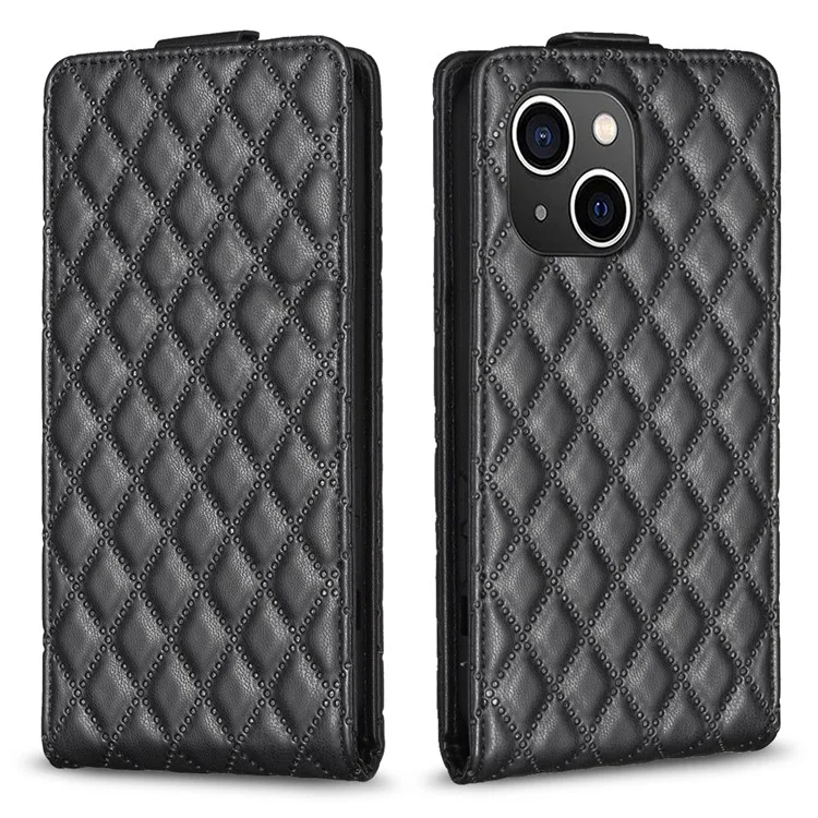 BF Style-30 For iPhone 15 Plus Vertical Flip Shockproof Cover PU Leather Imprinted Phone Shell - Black