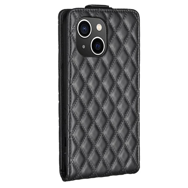 BF Style-30 For iPhone 15 Plus Vertical Flip Shockproof Cover PU Leather Imprinted Phone Shell - Black