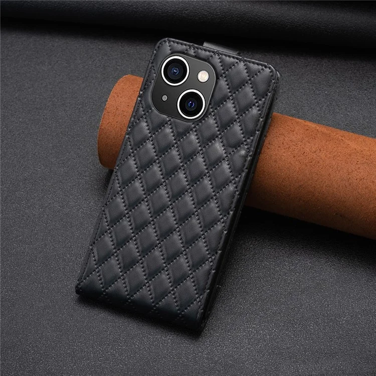 BF Style-30 For iPhone 15 Plus Vertical Flip Shockproof Cover PU Leather Imprinted Phone Shell - Black