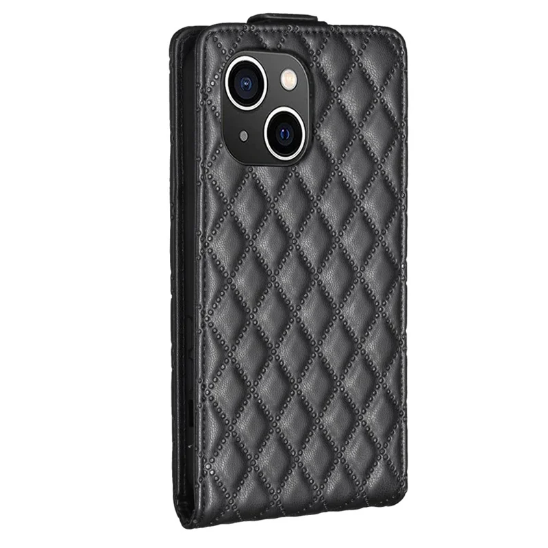 BF Style-30 Vertical Flip Shockproof Cover for iPhone 15 PU Leather Imprinted Phone Case - Black
