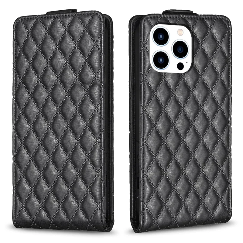 BF Style-30 Protective Cover for iPhone 14 Pro Case Vertical Flip Imprinted PU Leather Phone Shell - Black