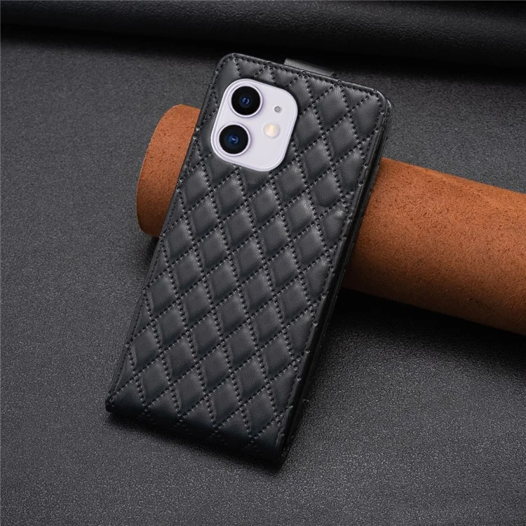 BF30 Phone Case for iPhone 11 Imprinted Leather Vertical Flip Card Holder Foldable Stand Cover - Black