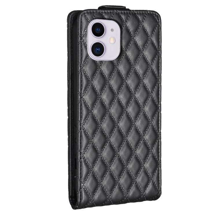 BF30 Phone Case for iPhone 11 Imprinted Leather Vertical Flip Card Holder Foldable Stand Cover - Black