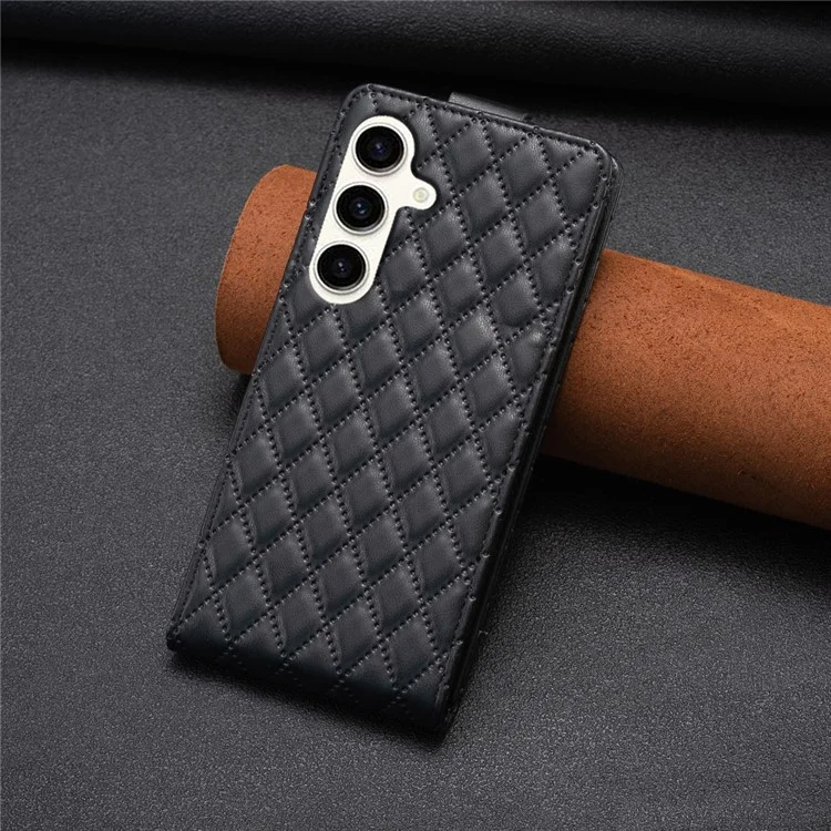 BF30 Para Samsung Galaxy S23 FE Suporte para Cartão Vertical Flip Capa Impressa Suporte Anti-Riscos Cobertura de Telefone de Couro - Preto