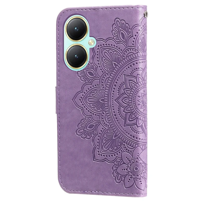 For vivo Y35m+ 5G / Y35+ 5G Case Floral Pattern PU Leather Wallet Stand Phone Cover - Purple
