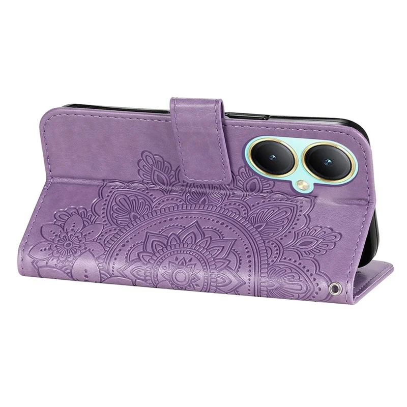 For vivo Y35m+ 5G / Y35+ 5G Case Floral Pattern PU Leather Wallet Stand Phone Cover - Purple