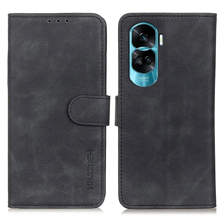 KHAZNEH For Honor X50i 5G / 90 Lite 5G Retro Texture Leather Flip Folio Case Stand Wallet Protective Phone Cover - Negro