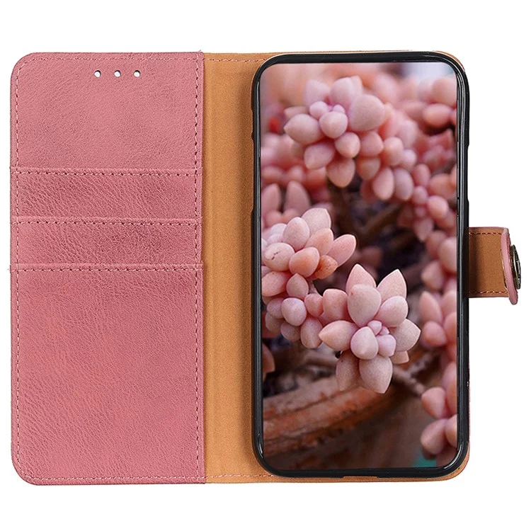 KHAZNEH For Honor X50i 5G / 90 Lite 5G Carteira Case Stand Couro PU Textura de Couro Vacum Capa de Telefone - Rosa