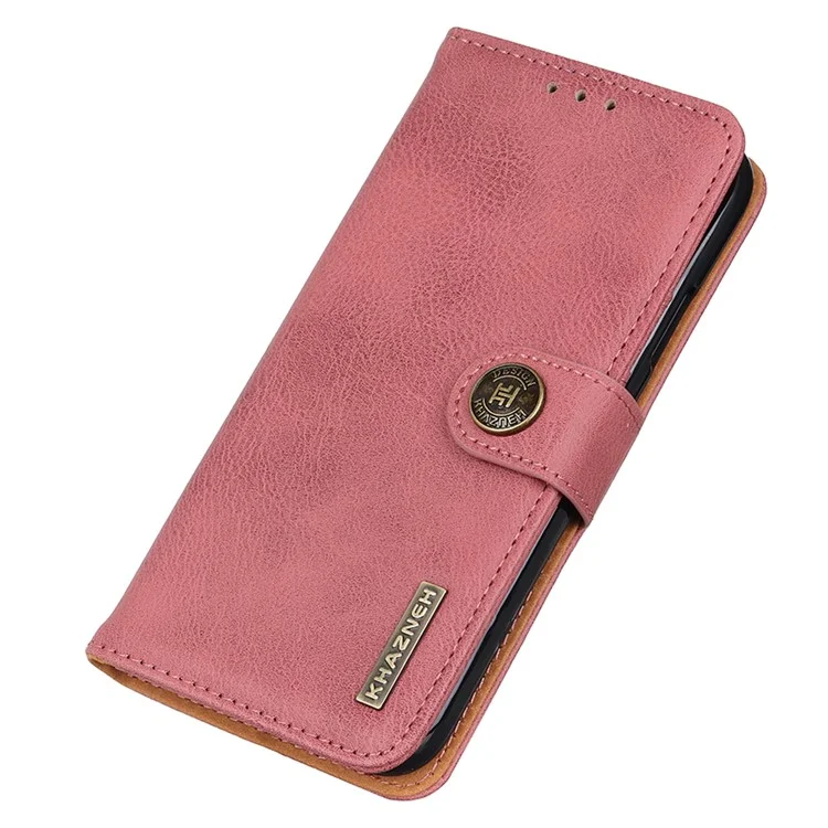 KHAZNEH For Honor X50i 5G / 90 Lite 5G Carteira Case Stand Couro PU Textura de Couro Vacum Capa de Telefone - Rosa