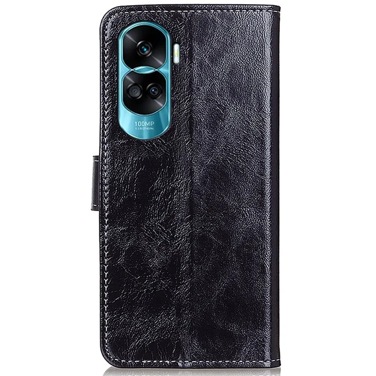 Pour Honor X50i 5G / 90 Lite 5G Flip Leather Wallet Case Retro Crazy Horse Texture Stand Phone Cover - Noir