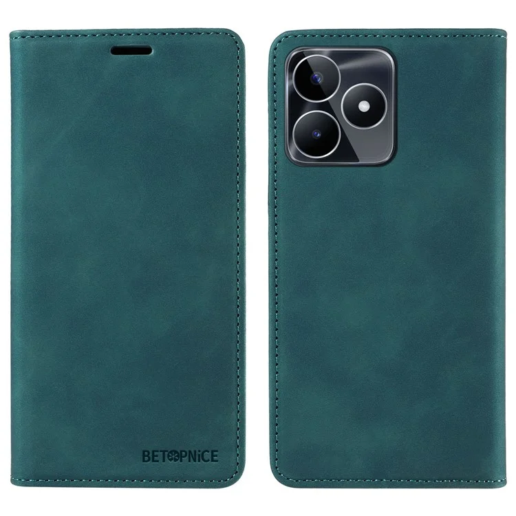 BETOPNICE 003 For Realme C53 (Global) / C53 (India) / C51 / Narzo N53 4G Dustproof PU Leather Flip Cover RFID Blocking Wallet Stand Phone Case - Green