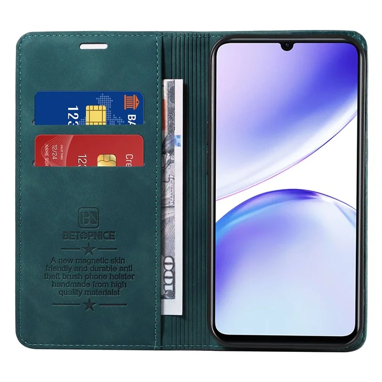 BETOPNICE 003 For Realme C53 (Global) / C53 (India) / C51 / Narzo N53 4G Dustproof PU Leather Flip Cover RFID Blocking Wallet Stand Phone Case - Green