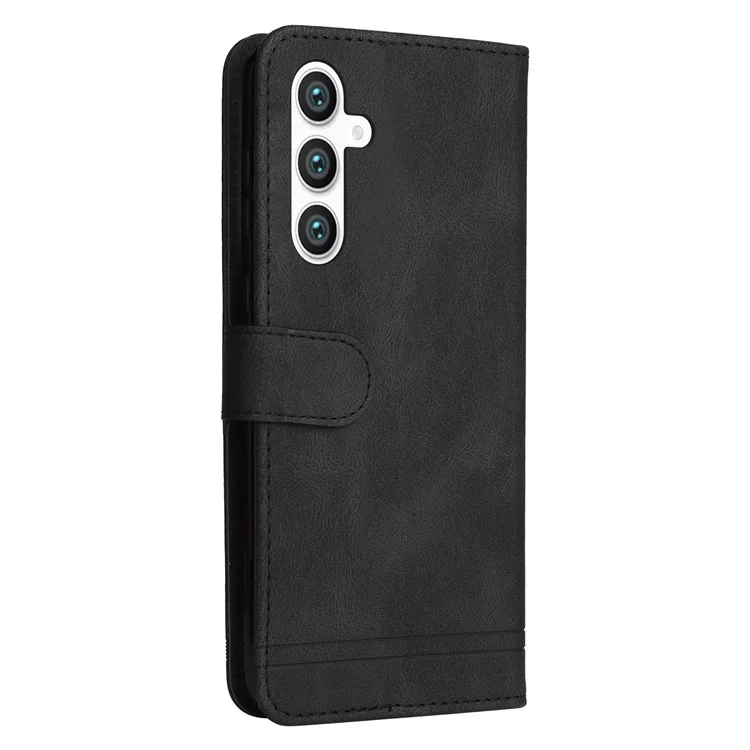 For Samsung Galaxy S23 FE Leather Wallet Cases Skin Touch Phone Cover Stand with Strap - Black