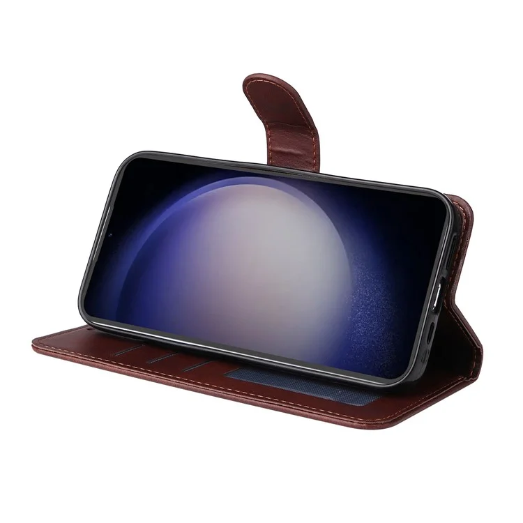 Per Samsung Galaxy S23 FE Custodia Flip per Telefono Antiurto in Pelle PU Custodia Portafoglio con Supporto Texture Vitello - Marrone