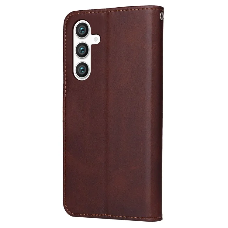 Per Samsung Galaxy S23 FE Custodia Flip per Telefono Antiurto in Pelle PU Custodia Portafoglio con Supporto Texture Vitello - Marrone