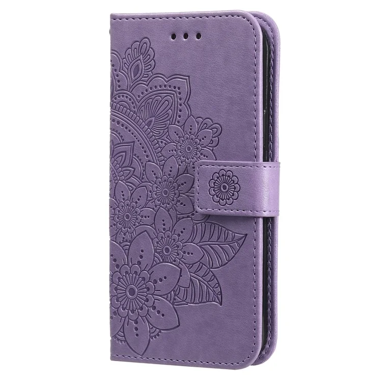 For Samsung Galaxy S23 FE Case Floral Pattern PU Leather Wallet Stand Phone Cover - Purple
