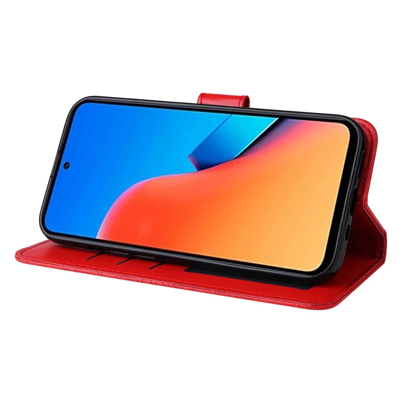 PU Leather Cover for Xiaomi Redmi 12 4G , Sunflower Imprinted Wallet Anti-Scratch Smartphone Case - Red