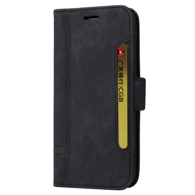 BETOPNICE 001 Para Xiaomi Redmi 12 4G Funda Protectora para Smartphone a Prueba de Golpes Funda de Cartera de Cuero PU con Soporte - Negro