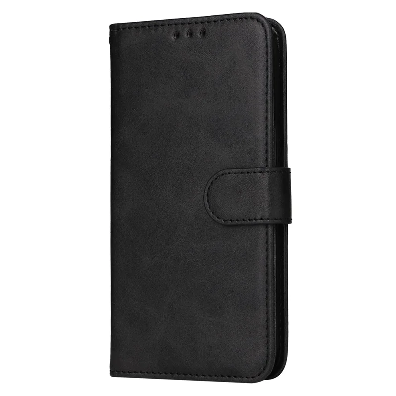 Для Xiaomi Redmi 12 4G Anti-Scratch Phone Case Calf Texture Wallet Phone Case Stand Flip Phone Shell Cover - Black