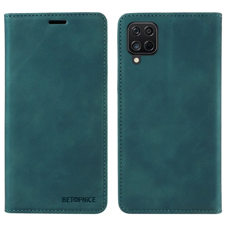 BETOPNICE 003 para Samsung Galaxy A12 / M12 / F12 Funda de Cuero Sintético con Tapa y Soporte Bloqueo RFID Cartera - Verde