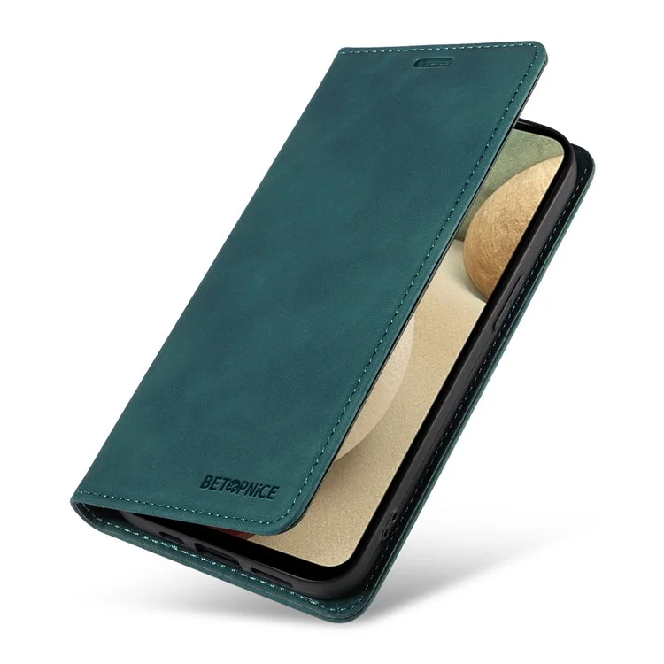 BETOPNICE 003 para Samsung Galaxy A12 / M12 / F12 Funda de Cuero Sintético con Tapa y Soporte Bloqueo RFID Cartera - Verde