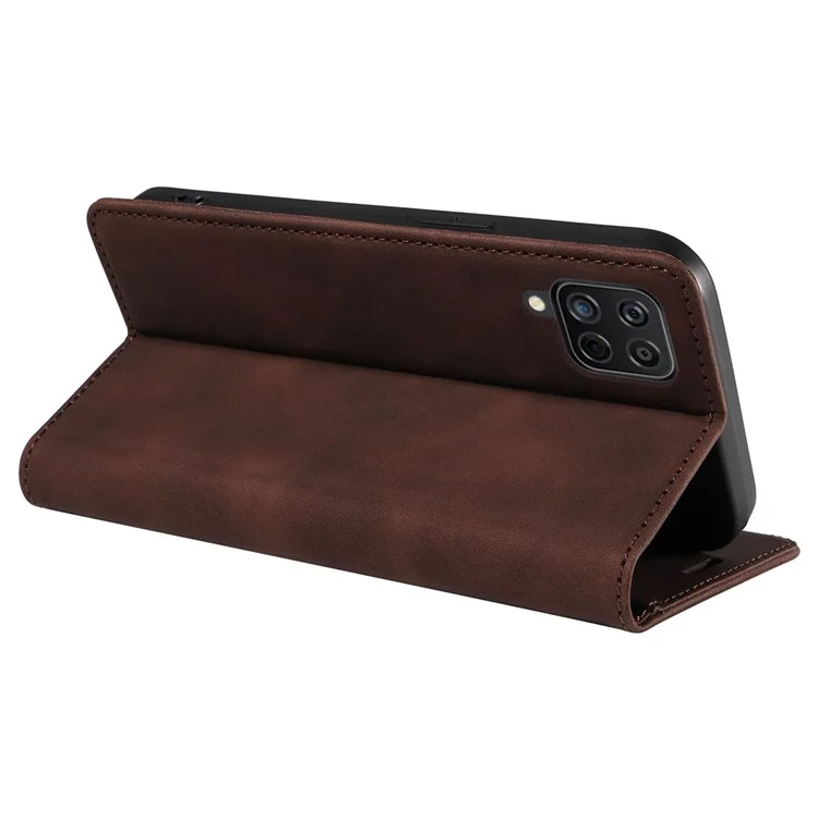 BETOPNICE 003 For Samsung Galaxy A12 / M12 / F12 PU Leather Flip Cover Stand Phone Case RFID Blocking Wallet - Brown