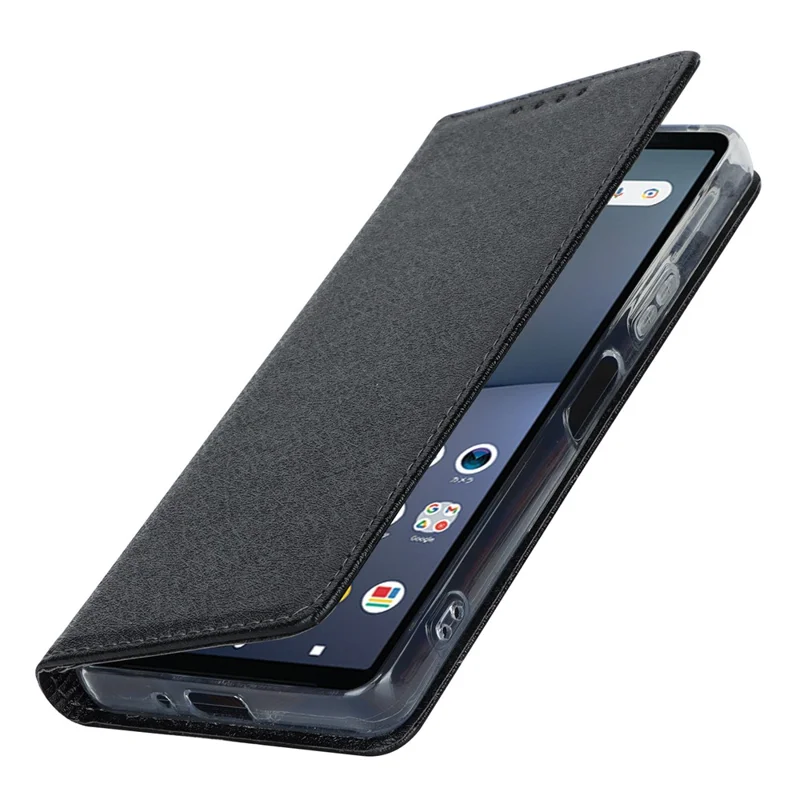 For Sony Xperia 10 V Anti-Fingerprint PU Leather Wallet Phone Case Silk Texture Stand Cover - Black