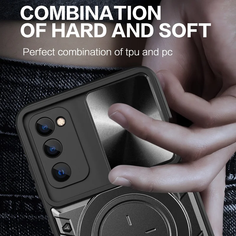 Kickstand Case for Samsung Galaxy S20 FE / S20 FE 5G / S20 FE 2022 / S20 Lite , Slide Camera Lid PC+TPU Phone Cover - Red