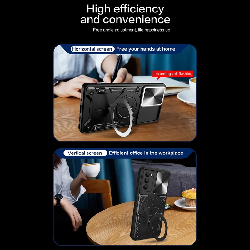 Kickstand Case for Samsung Galaxy S20 FE / S20 FE 5G / S20 FE 2022 / S20 Lite , Slide Camera Lid PC+TPU Phone Cover - Red