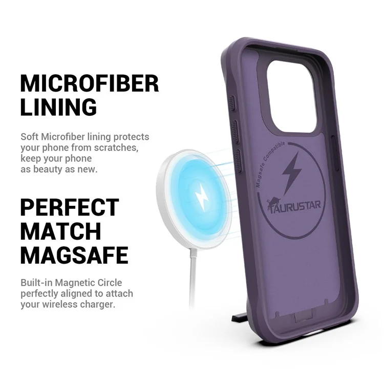 Taurustar -serie Für Iphone 14 Pro Case PC+TPU Magnetic Phone Cover Mit Kickstand - Dunkelviolett