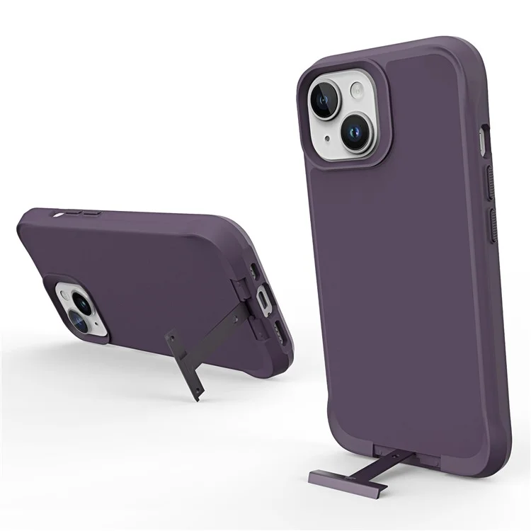 Copertina di Cavalletto Della Serie Taurustar Per Iphone 15 Plus Case Microfibra Lising PC+TPU Magnetic Telefon Shell - Viola Scuro