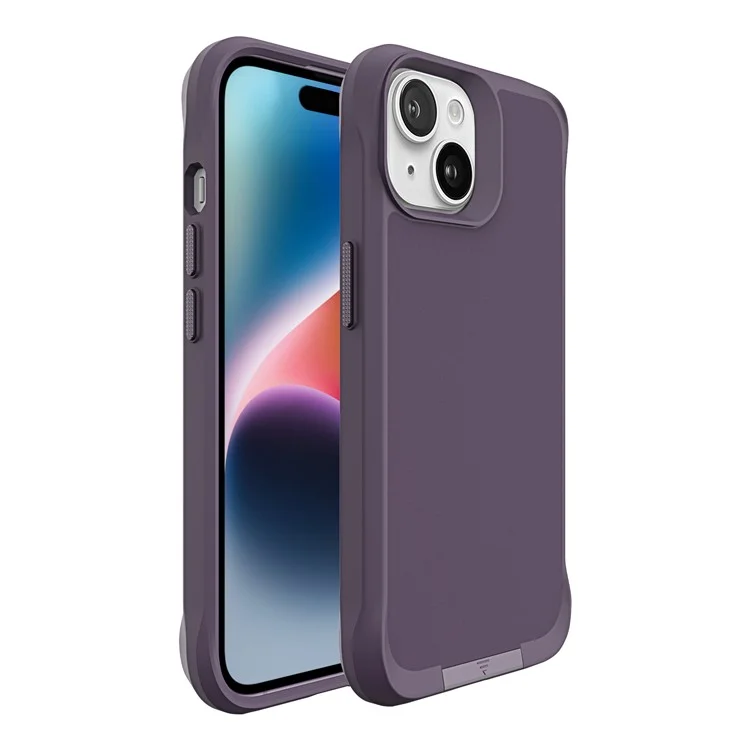 Copertina di Cavalletto Della Serie Taurustar Per Iphone 15 Plus Case Microfibra Lising PC+TPU Magnetic Telefon Shell - Viola Scuro