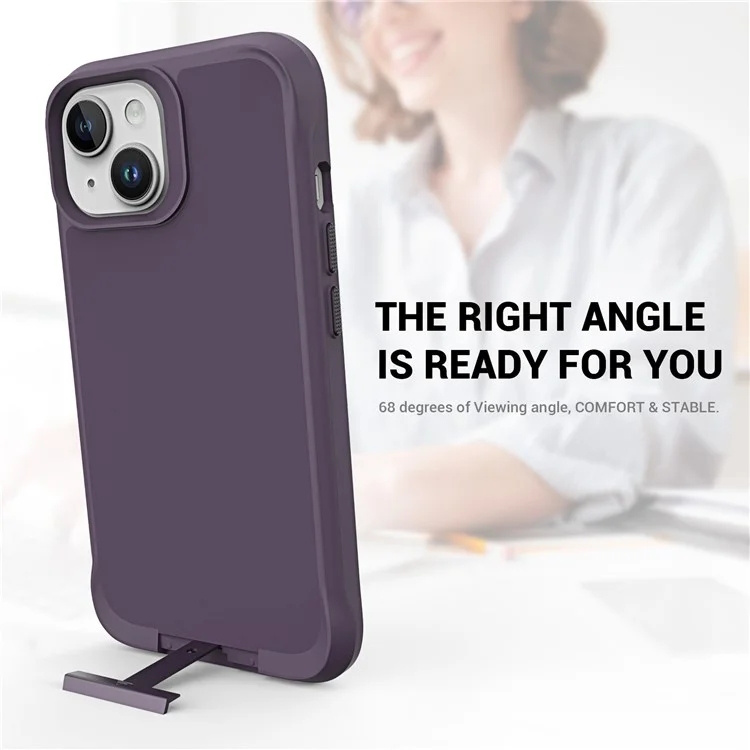Copertina di Cavalletto Della Serie Taurustar Per Iphone 15 Plus Case Microfibra Lising PC+TPU Magnetic Telefon Shell - Viola Scuro