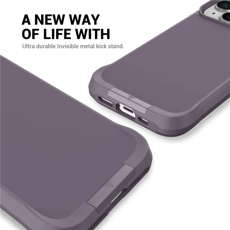 Copertina di Cavalletto Della Serie Taurustar Per Iphone 15 Plus Case Microfibra Lising PC+TPU Magnetic Telefon Shell - Viola Scuro