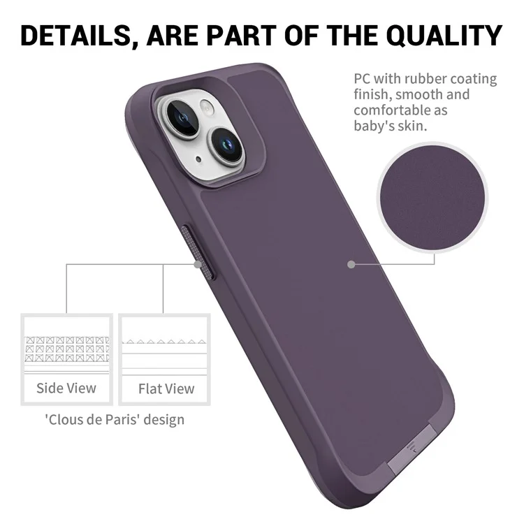 Copertina di Cavalletto Della Serie Taurustar Per Iphone 15 Plus Case Microfibra Lising PC+TPU Magnetic Telefon Shell - Viola Scuro