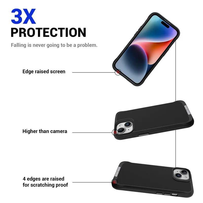 Taurustar Series For iPhone 14 Plus Compatible with MagSafe Drop Proof PC+TPU Phone Case with Kickstand - Black