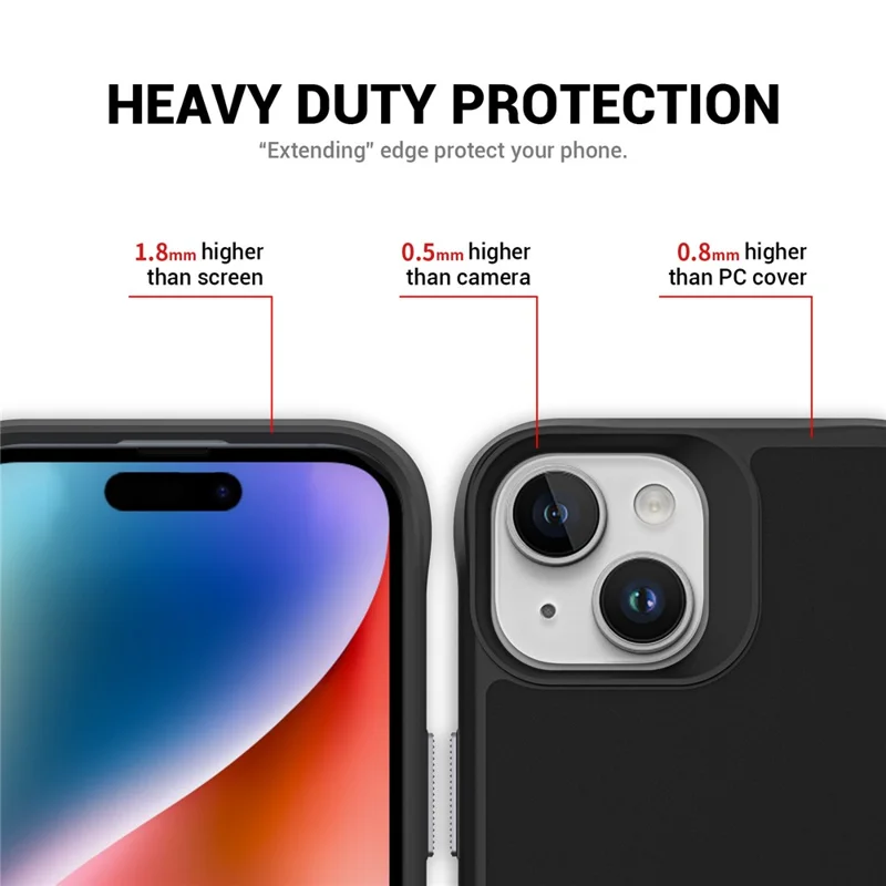 Taurustar Series For iPhone 14 Plus Compatible with MagSafe Drop Proof PC+TPU Phone Case with Kickstand - Black