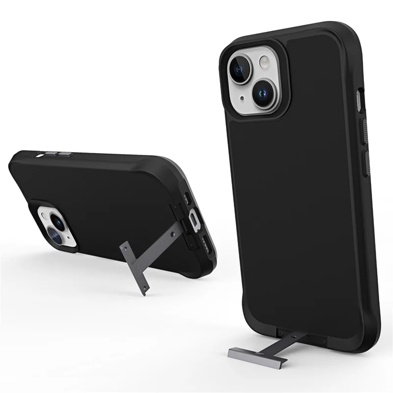 Serie Taurustar para iPhone 14 / 13 Compatible con MagSafe Funda de PC+TPU antiarañazos con soporte plegable - Negro