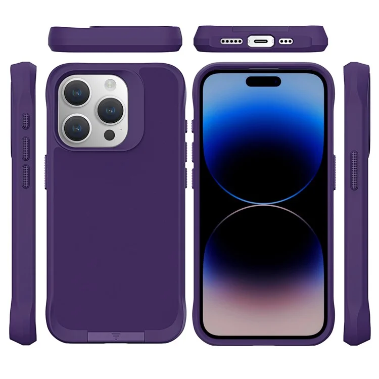 Serie Taurustar Per Iphone 15 Pro Case Kickstand Pc+copertura Tpu Compatibile Con Magsafe Back Shell - Viola Scuro