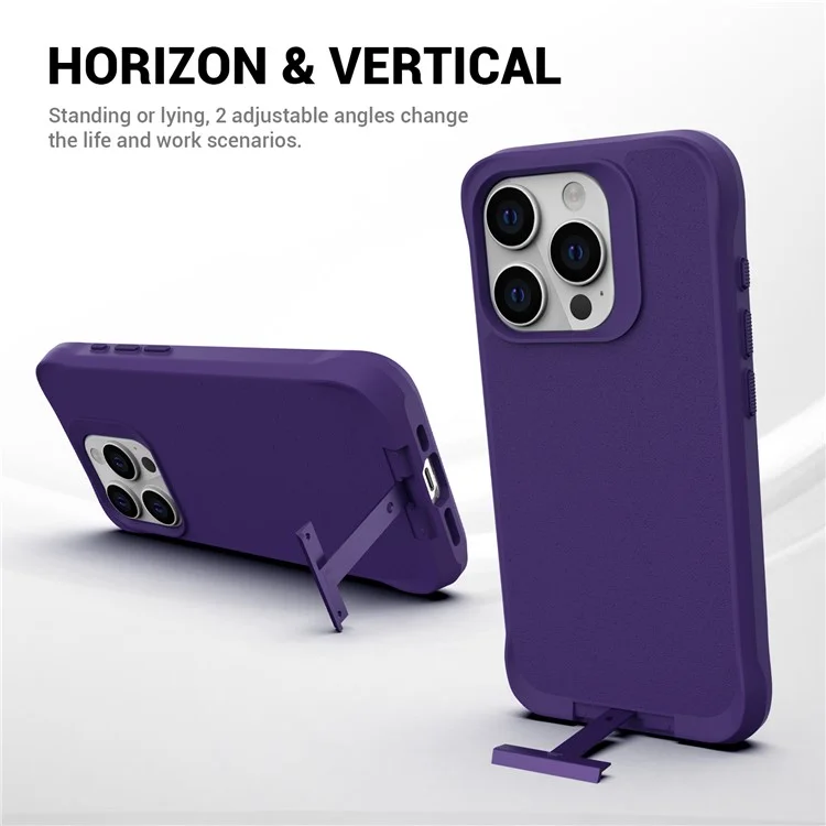 Serie Taurustar Per Iphone 15 Pro Case Kickstand Pc+copertura Tpu Compatibile Con Magsafe Back Shell - Viola Scuro