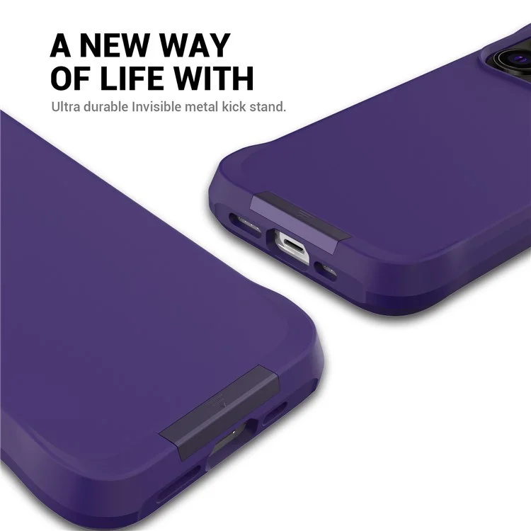 Serie Taurustar Per Iphone 15 Pro Case Kickstand Pc+copertura Tpu Compatibile Con Magsafe Back Shell - Viola Scuro